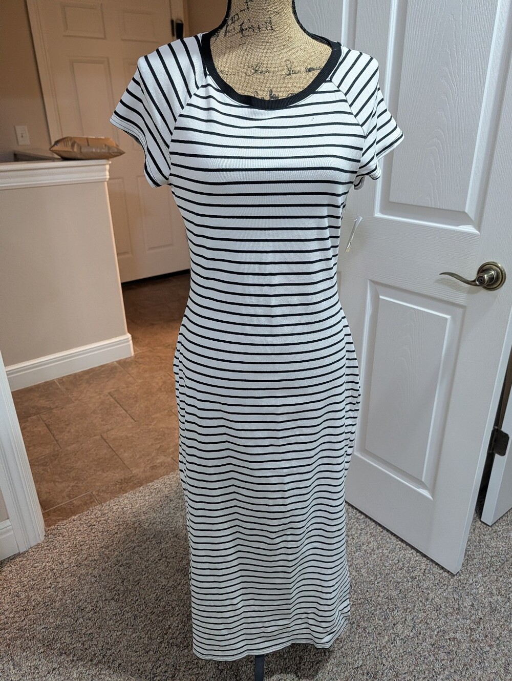 Classic Black & White Striped Women’s Maxi Dress